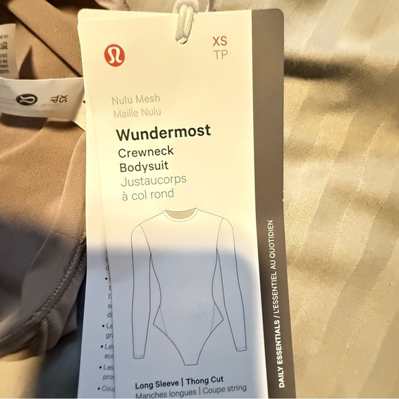 Lululemon Beige Taupe Wundermost Nulu Mesh Crewneck Bodysuit - Picture 9 of 10
